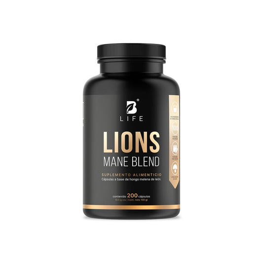 B Life Hongo Melena de León Puro | 200 Cápsulas | 1000 mg por porción | Ingredientes naturales | Lions Mane Blend.