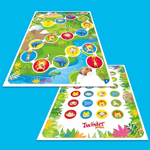 Hasbro Gaming Twister Junior Game, Animal Adventure - Tapete de 2 Caras, 2 Juegos en 1, Juego de Fiesta para niños de 3 años en adelante y 2 a 4 Jugadores (Exclusivo de Amazon)