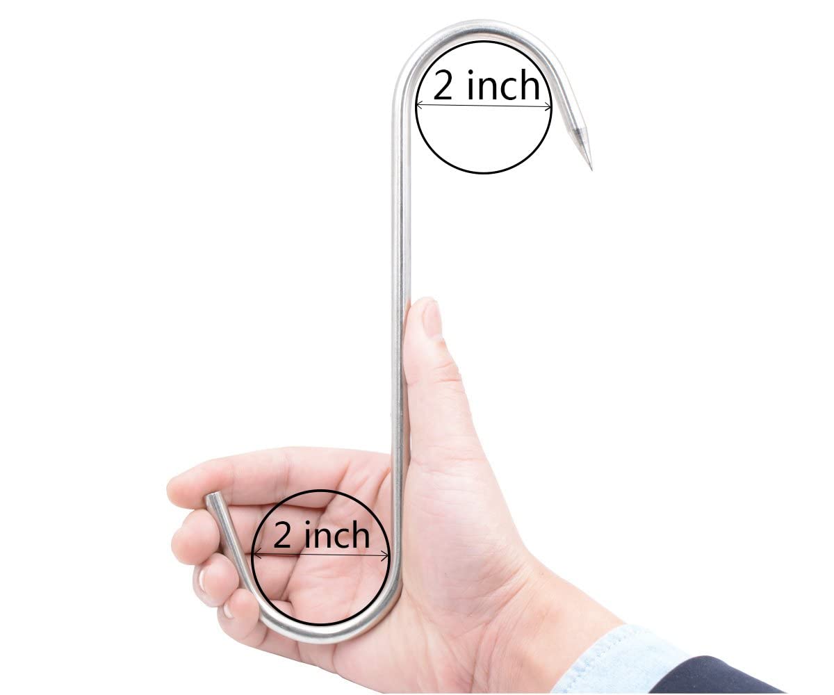 HONSHEN - Ganchos para carne de 10 pulgadas, ganchos en S resistentes de acero inoxidable para procesamiento de carne, 4 unidades