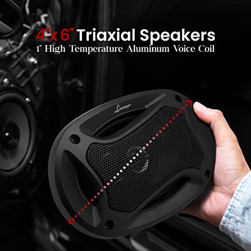 LANZAR MX462 MAX Series 4-Inch x 6-Inch 240-Watt 2-Way Coaxial Speakers (Pair)