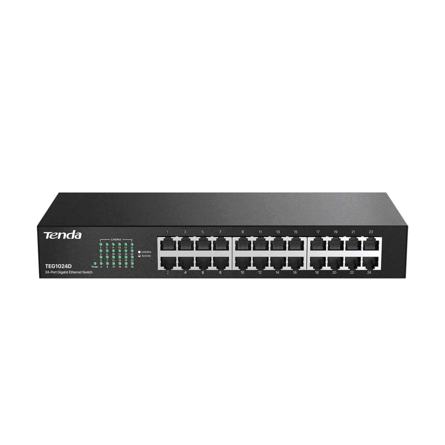 Tenda Switch TEG1024D Ethernet de 24 Puertos Gigabit 10/100/1000 Mbps , no administrable, transmisión dúplex.