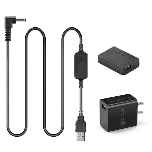 Raeisusp 5V-8.4V Cable USB ACK-E12 + Acoplador DC DR-E12 LP-E12 Batería Virtual +QC3.0 Adaptador USB Kit para Canon EOS M EOS M2 M10 M50 M100 M200