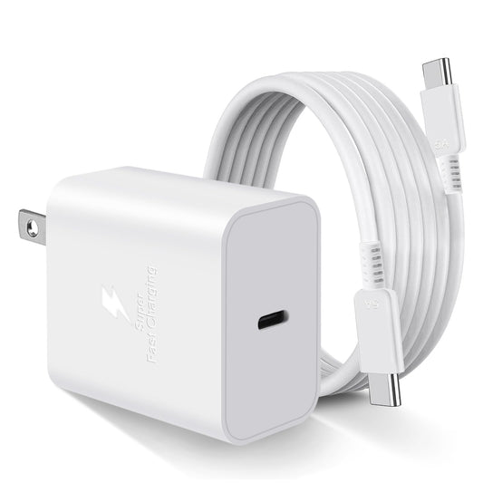 Cargador Rápido USB C de 45 W para Samsung Tipo C, Con Cable de 1.8M para Galaxy S23 Ultra/S23/S23+/S22/S22+/Note10/Note20/S20/S21/S10 (Blanco)
