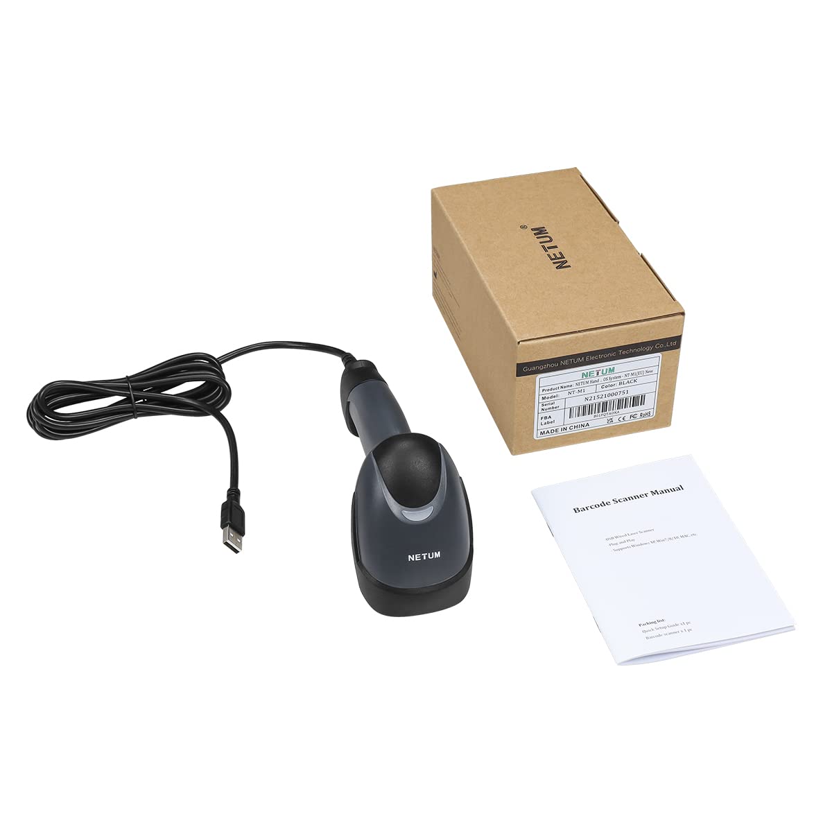Escáner de Código de Barras Láser NETUM USB para Supermercados, Farmacias y Tiendas