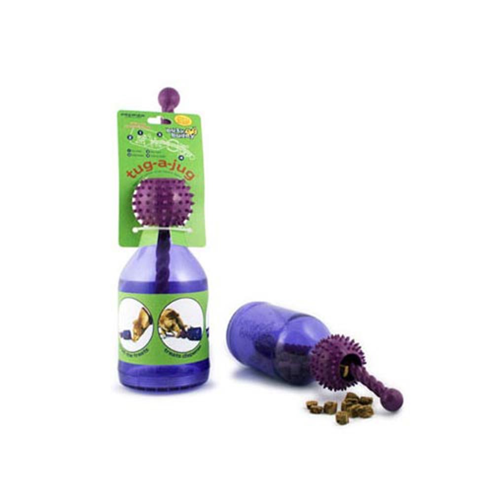 Juguete Dispensador de Comida PetSafe Azul Púrpura con Diseño Buddy Tug-A-Jug para Perro Mediano Grande
