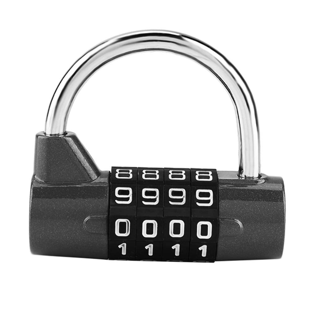 Candado de combinación con 4 números de marcado, gabinete de casa Caja de viaje Gimnasio Locker Código de seguridad Bloqueo(Black)