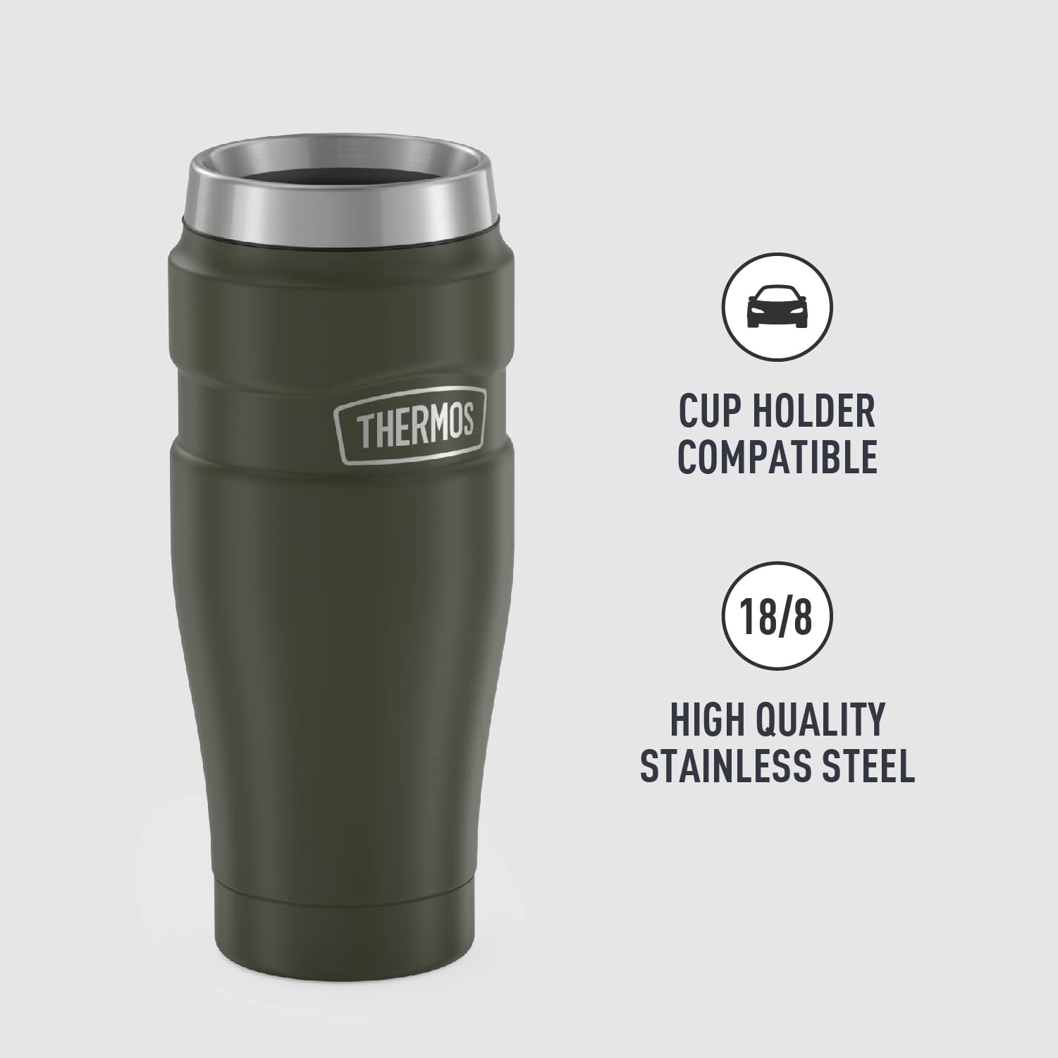 Vaso de Viaje Thermos King Acero Inoxidable 16 Onzas Verde Army