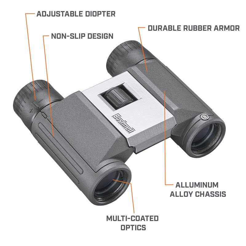 Bushnell Powerview 2 prismáticos Plegables compactos de 8 x 21 con diseño de Prisma de Techo, para observación de Aves, Deportes al Aire última intervensión, conciertos