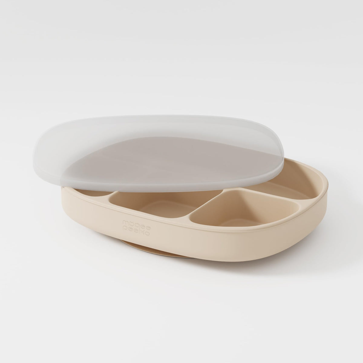 Muqee Peeko Plato de succión para bebé Baby Essentials en Color Beige de la colección de Sets de alimentación para bebés de Silicona.
