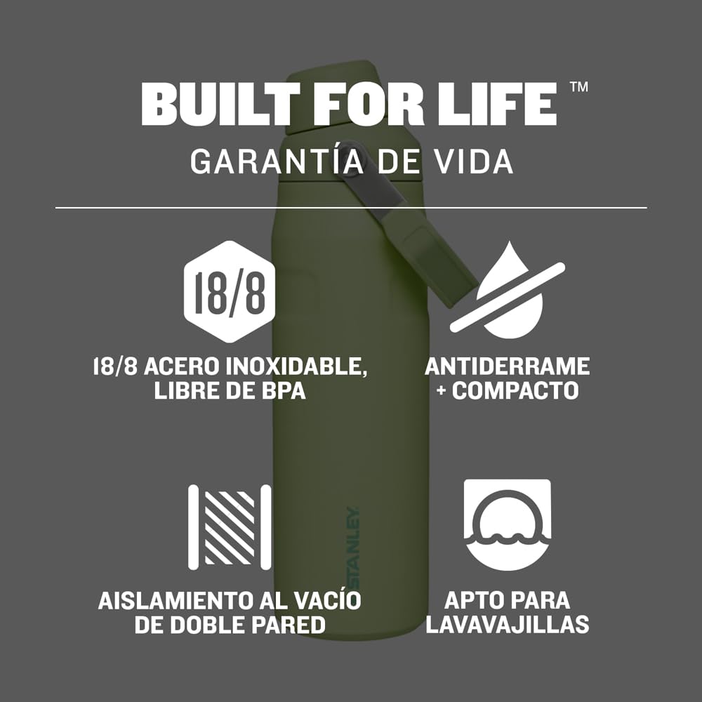 Botella Stanley IceFlow Aerolight 709 ml, con Tapa de Flujo Rápido, Aislamiento de Doble Pared, Mantiene Bebidas Frías, Termo Acero Inoxidable libre de BPA, Botella Stanley 24 oz, CITRON