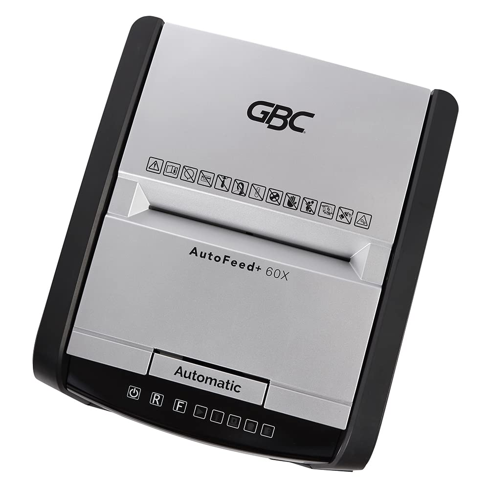 GBC Trituradora de Papel y Grapas, Auto Feed+ 60x, Corte Súper Cruzado P-4 de 60 Hojas, con Cesto de 19.8 litros. WSM1757601