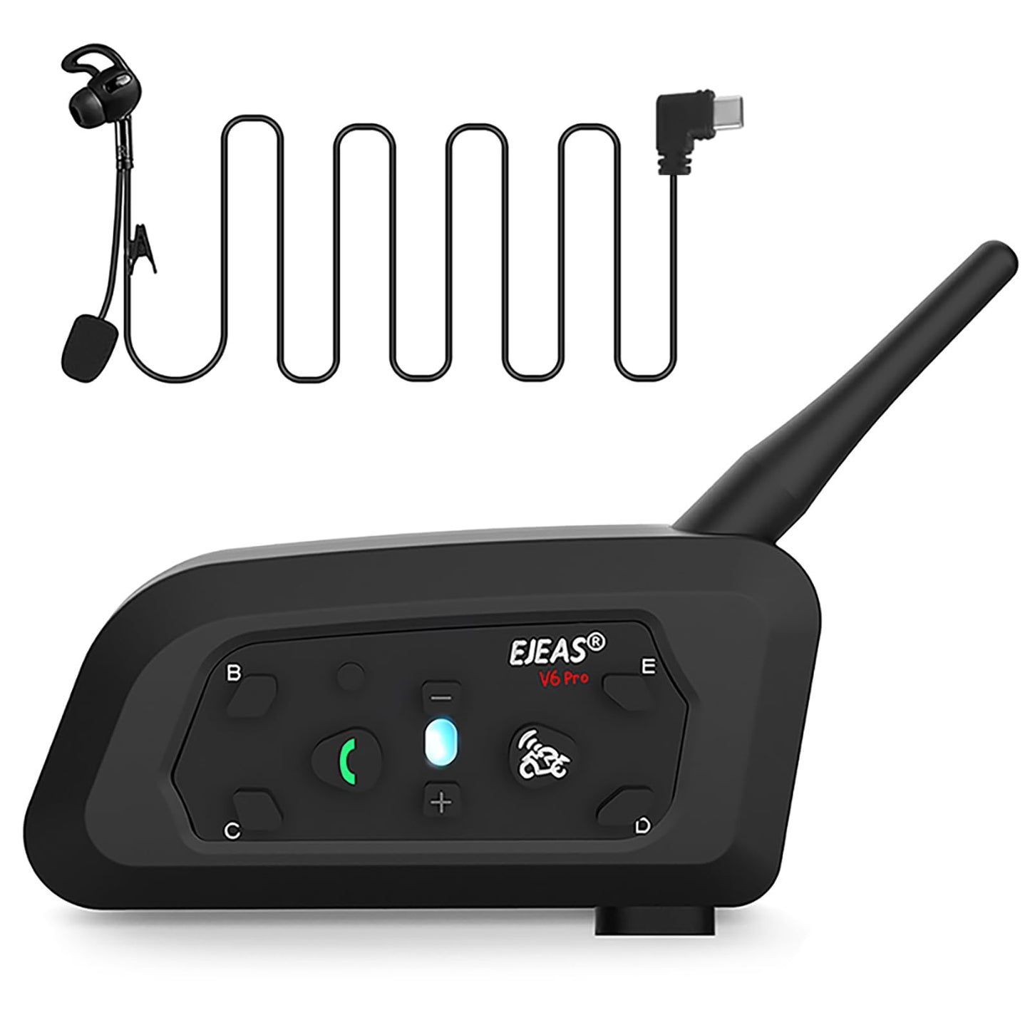 EJEAS V6c1 - walkie - talkie Bluetooth del árbitro, sistema de comunicación de auriculares Bluetooth del árbitro profesional de fútbol, distancia de walkie - talkie 1200m, reducción de ruido esp, batería 850mah, con reposabrazos 1 paquete