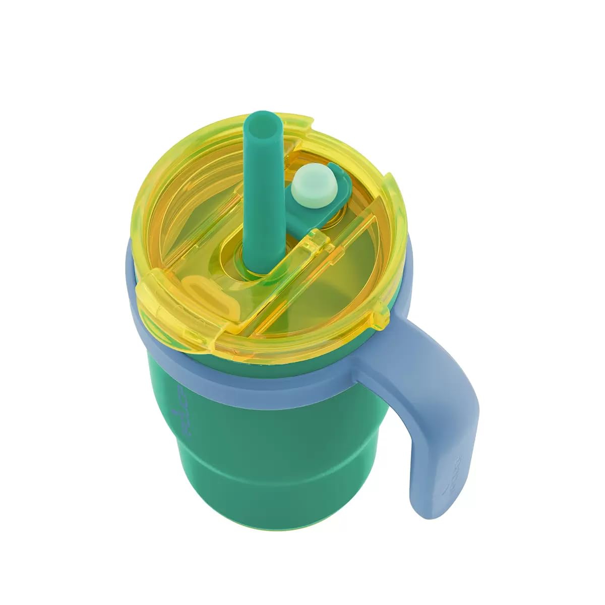 REDUCE - Vaso Coldee de 14 onzas con asa para niños (azul universitario/verde)