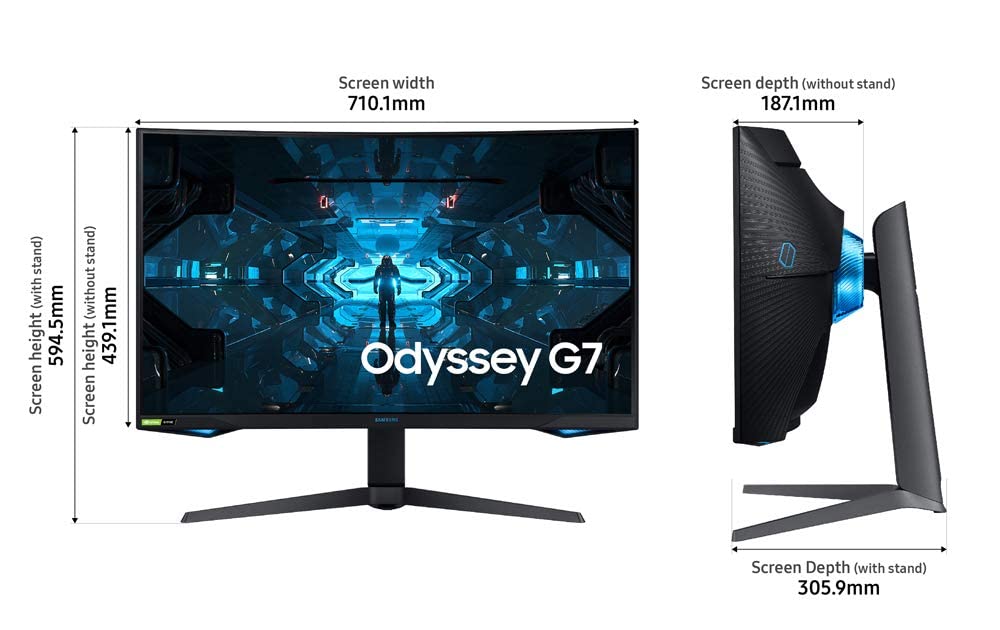 Monitor Curvado SAMSUNG Odyssey G7 Series WQHD Juegos 240 Hz 1 ms HDMI G-Sync FreeSync Premium Pro