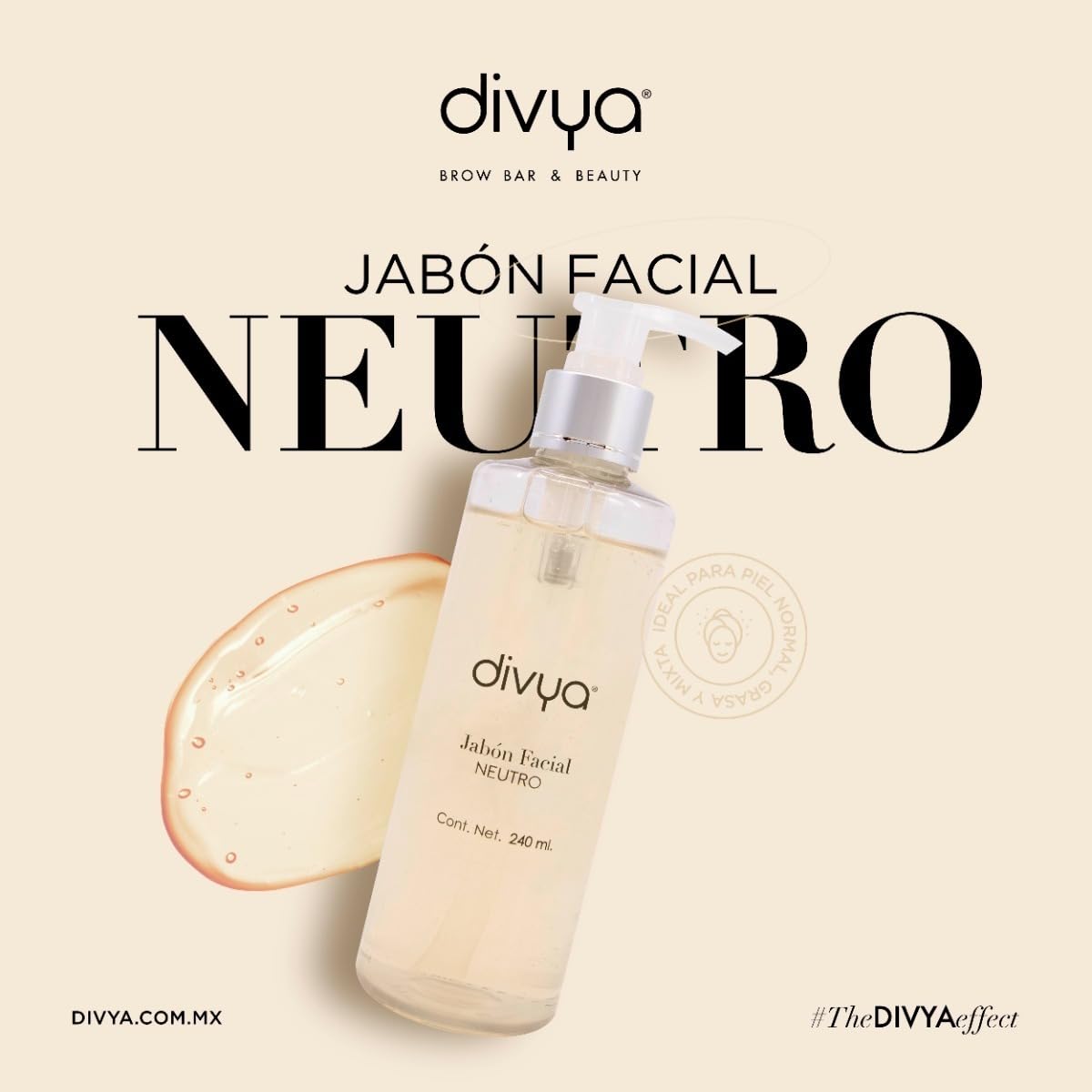 DIVYA | Jabón Limpiador Facial,Limpia, Hidrata y Suaviza,con Aloe Vera, Apto para Todo Tipo de Piel, 240 ml