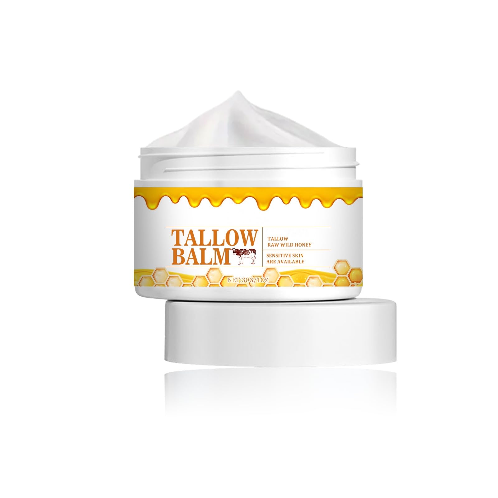 Crema Facial De Sebo De Res, BáLsamo De Sebo OrgáNico Y Miel, BáLsamo De Sebo Para El Cuidado Hidratante De La Piel Corporal (30G)
