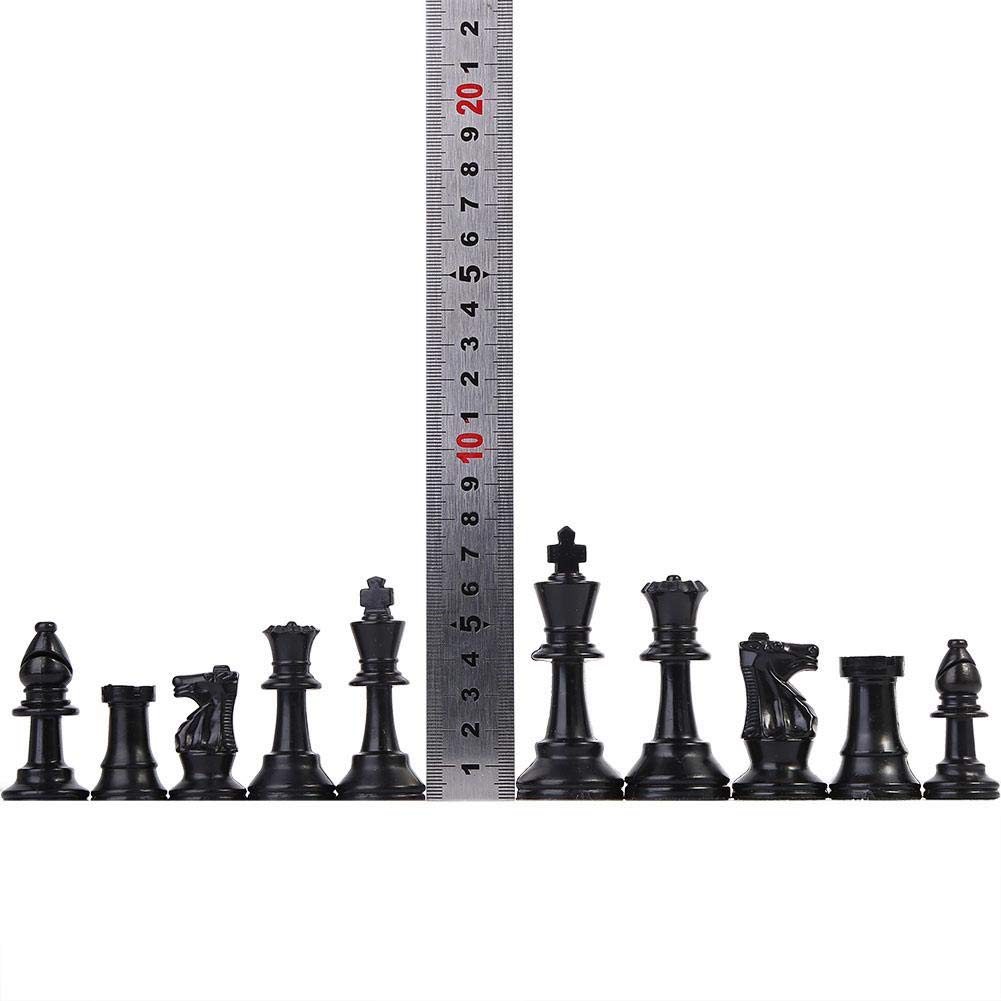 Dioche Piezas de Ajedrez, Juego de Ajedrez de Plástico Juego de Ajedrez Internacional Juego de Ajedrez Completo Juego de Ajedrez en Blanco y Negro(grande-77 mm)