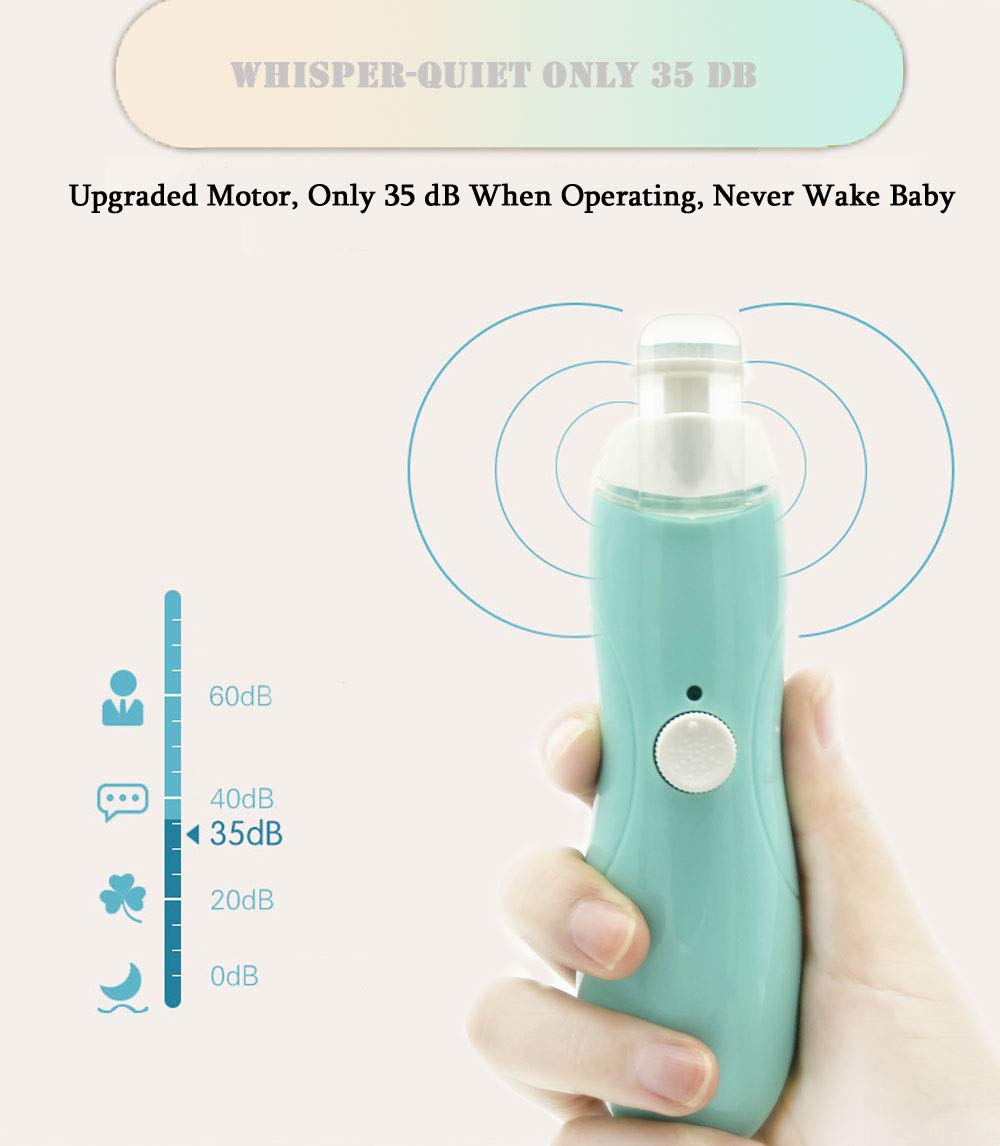 Fansidi - Lima de uñas de bebé recargable para recién nacido o bebé recién nacido uñas y uñas de los pies - Accesorio para niñas y niños - almohadillas para orejas de repuesto adicionales incluidas (azul)
