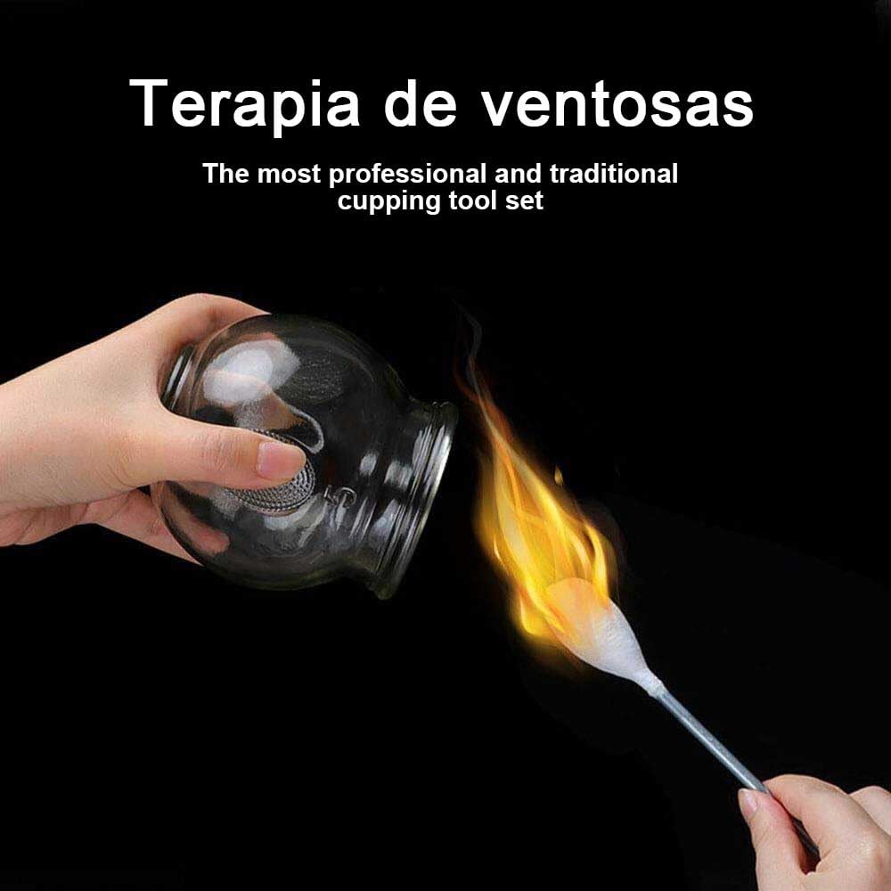 Ventosas Terapéuticas SUPERTRUST Vidrio Transparente Juego de 16 Tarros Diferentes Tamaños para Tratamiento del Dolor de Espalda y Cuello