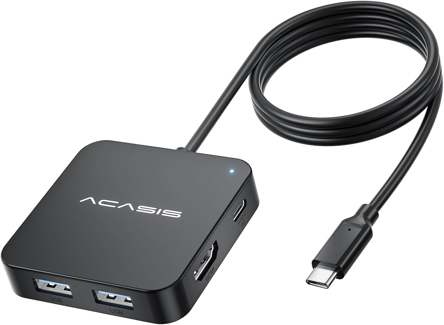 Cable largo USB C Hub de 4 pies 10 Gbps, adaptador multipuerto con 4K 60Hz HDMI, 100W de suministro de energía, 3 puertos USB A3.1+1 USB-C 3.1 de datos, adaptador USB C a HDMI para MacBook, Dell