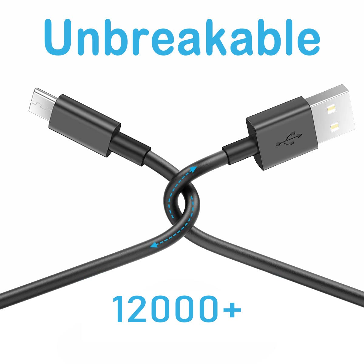LIAUBN - Cable cargador USB Micro Mpow compatible con Mpow 059, M5, H19 IPO, H17, H7 Pro, H7, H12, MDots, mandíbulas sobre la oreja, cable de carga micro USB (5 pies)