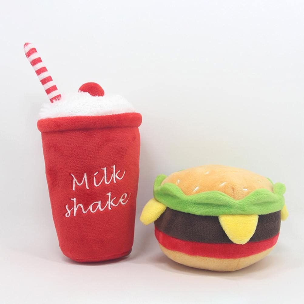 Maedack Juguetes para perros – Duradero, relleno, lindo juguete para masticar y buscar perros – hamburguesas, papas fritas, pizza, batidos (pizza)