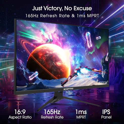 Sceptre IPS 24'' Gaming Monitor 165Hz 144Hz Full HD (1920 x 1080) FreeSync Eye Care FPS RTS DisplayPort HDMI Build-in Speakers, Negro máquina 2020 (E248B-FPT168)