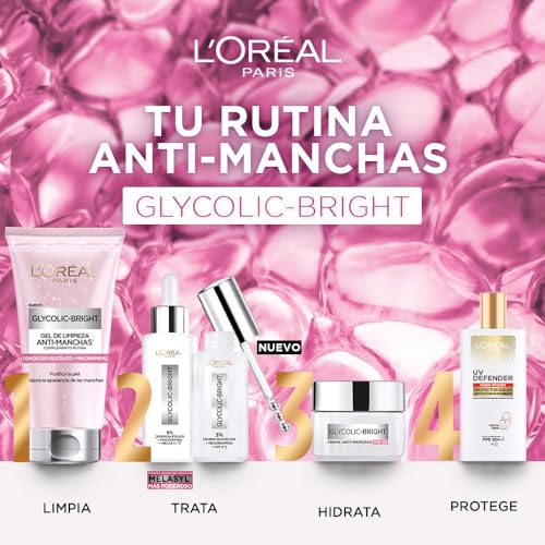 L'Oréal Paris Sérum Anti-manchas Glycolic Bright con Ácido Glicólico y Niacinamida todo tipo de manchas, 30ml