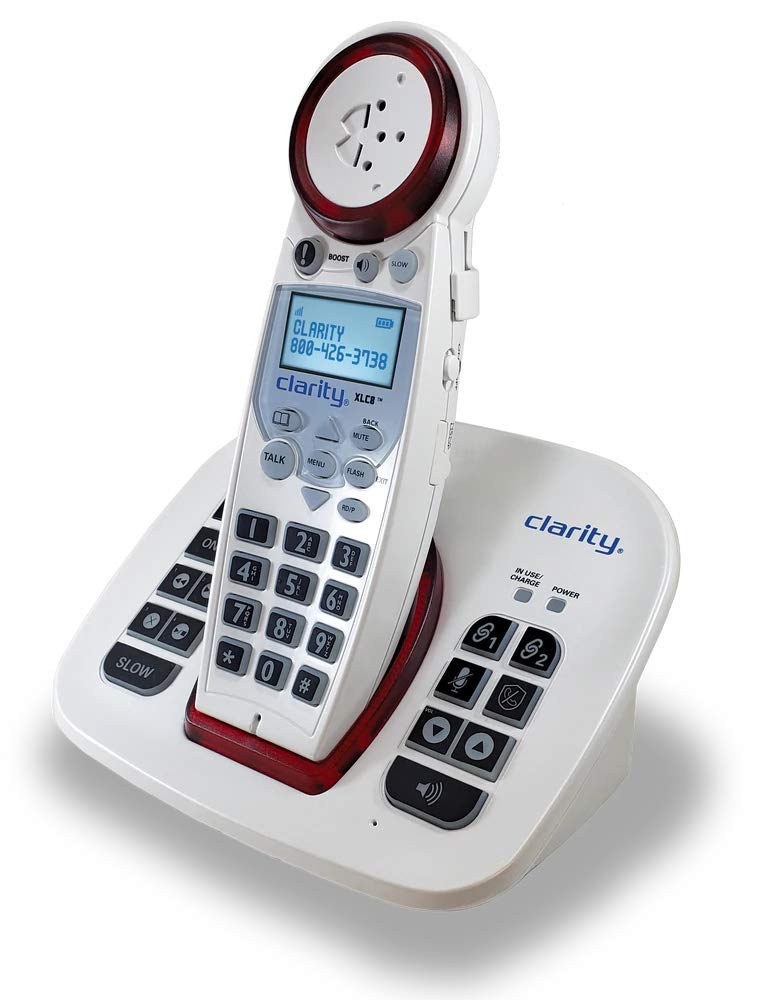 Clarity XLC8 Dect 6.0 - Teléfono inalámbrico amplificado con botón grande extra fuerte