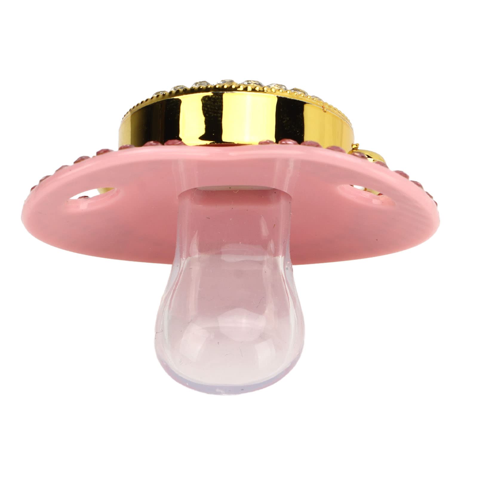 Chupete de Silicona Sorandy Dorado Curvo con Clip de Letras y Diamantes de Imitación para Bebé