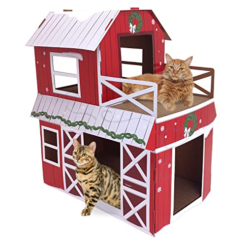 Kitty City Barn - Casa para rascar de Doble Piso, rascador para Gatos