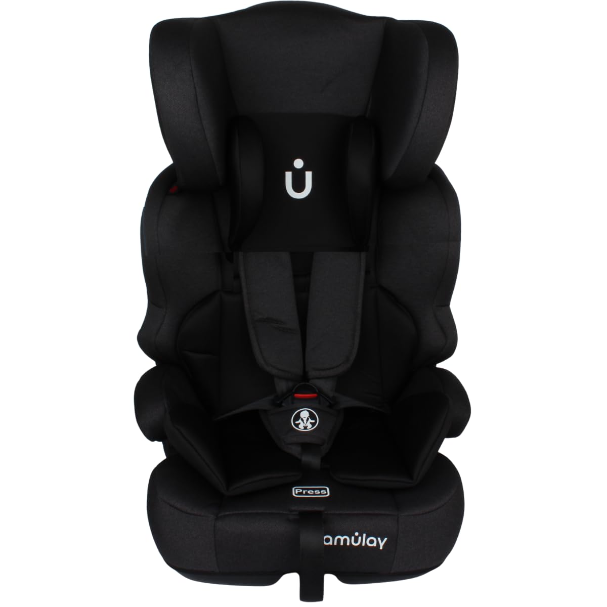 Amulay Autoasiento Booster ISOFIX Grupo 1-2-3, Convertible, Negro