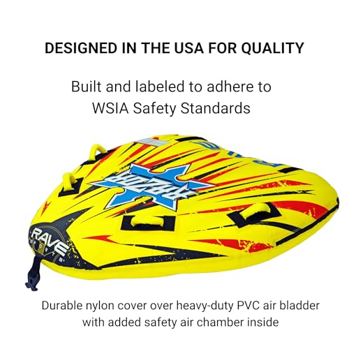 Tubo Inflable RAVE Sports Amarillo Revestimiento Inferior Rápido para 1 a 2 Pasajeros