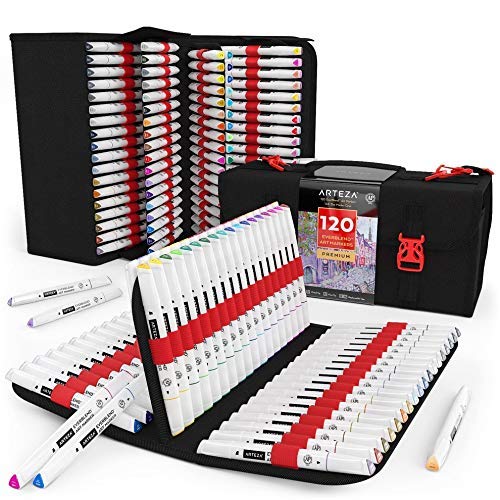 Arteza Everblend - Marcadores artísticos para pintar, colorear, dibujar y dibujar en estuche organizador con 144 ranuras