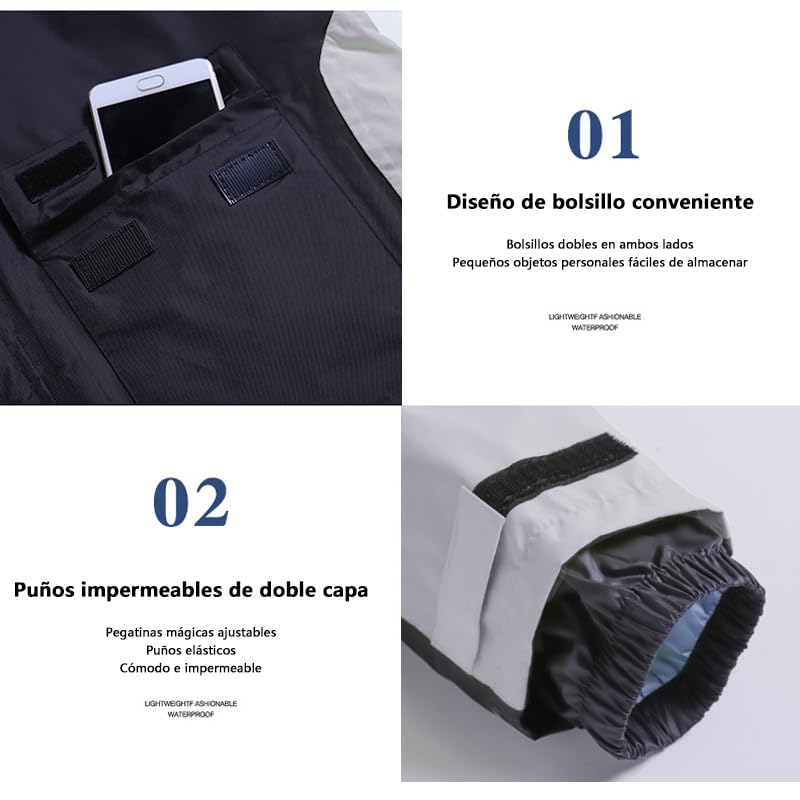 Traje Impermeable SINOLL Reflectante Motocicletas con Fundas Ocultas para Hombre y Mujer