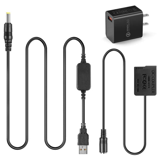 Kit Adaptador USB 5V + QC3.0 Adaptador USB + DMW-DCC8 BLC12E Batería Ficticia BLC12E para Lumix DMC-GX8 FZ1000 FZ300 FZ200 G7 G6 G5 G80 G81 G85 GH2 GH2K GH2S DC-G90 DC-G91 DC-G95 DC-G99