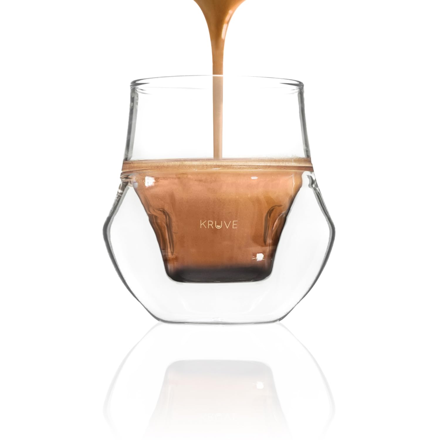 KRUVE Propel - Vaso de expreso, hecho a mano, de doble pared, transparente, 0.1 oz, diseño científico (juego de dos)