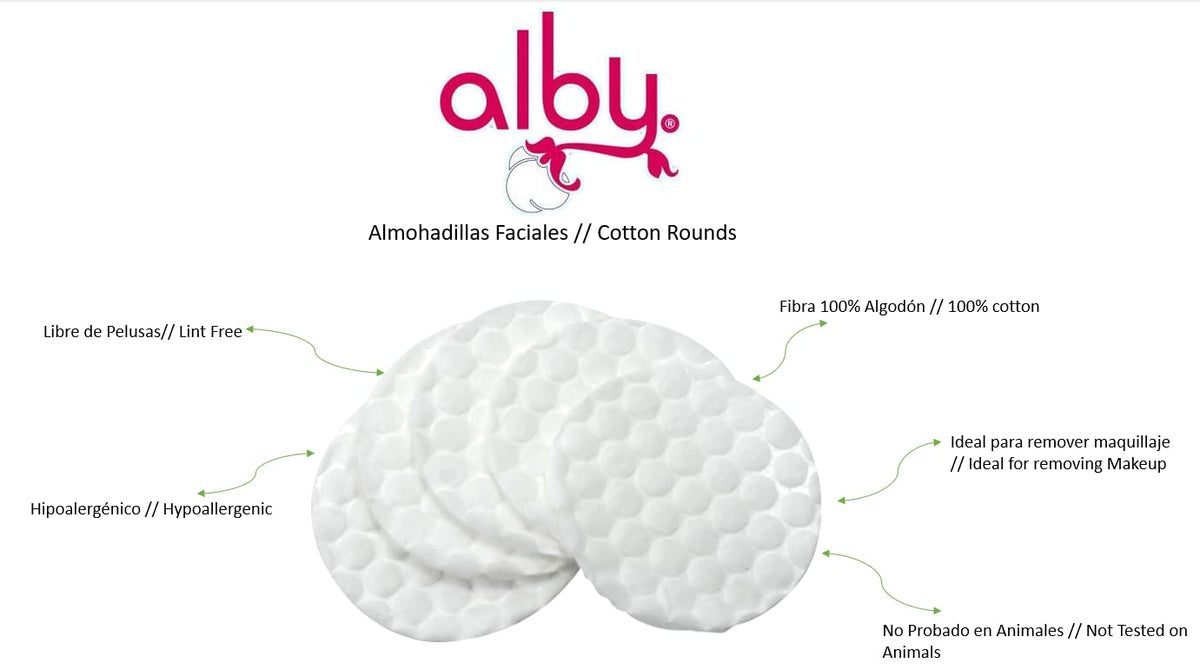 Almohadilla Facial Alby Algodón Desmaquillante Absorbente e Hipoalergénica Cuidado Personal 600 Piezas