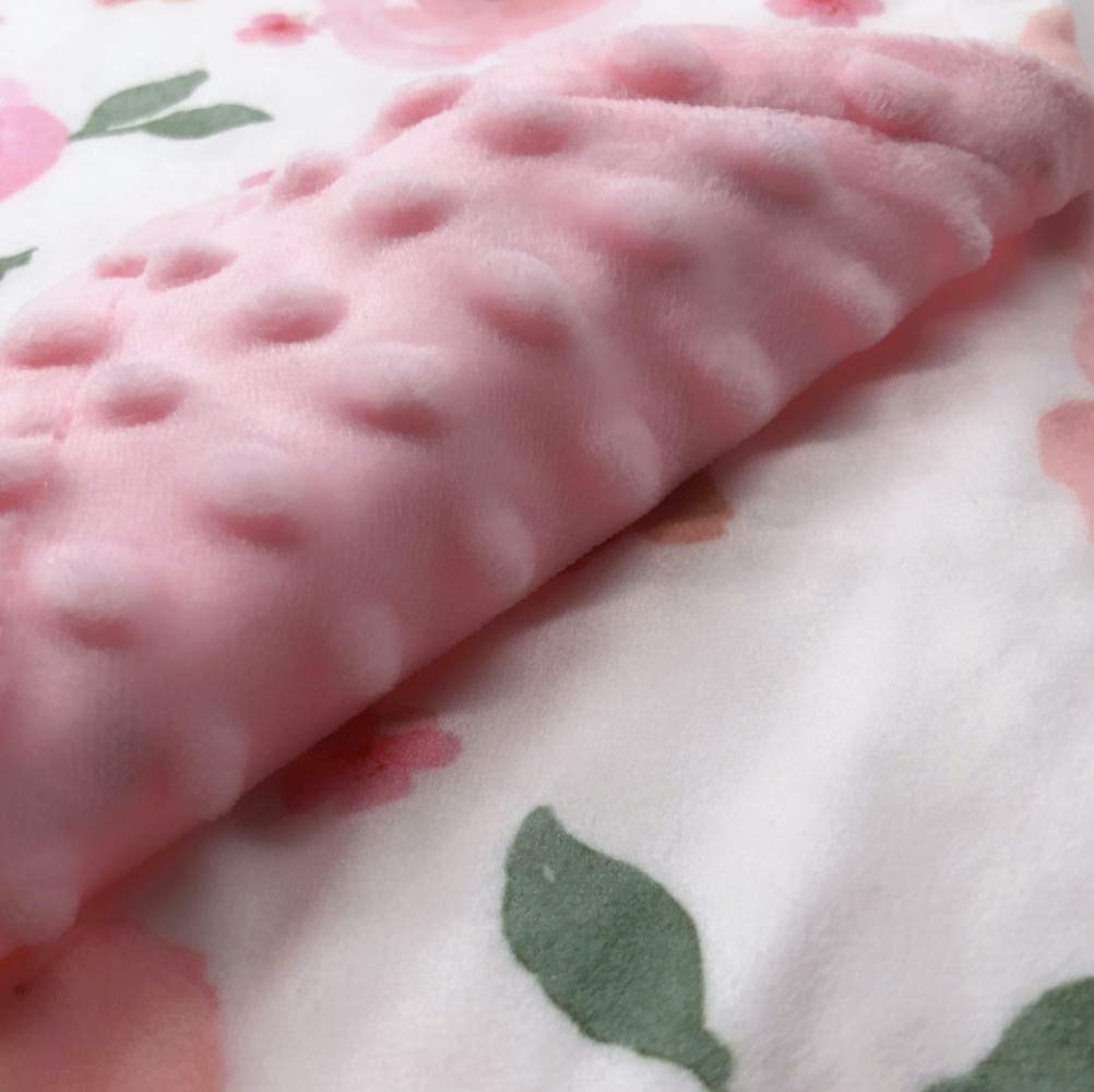 BUTTZO - Manta para bebés y niñas, manta de doble capa de felpa suave con respaldo punteado, manta para bebés y recién nacidos, regalos de ducha (rosa floral, 30 x 40 pulgadas)