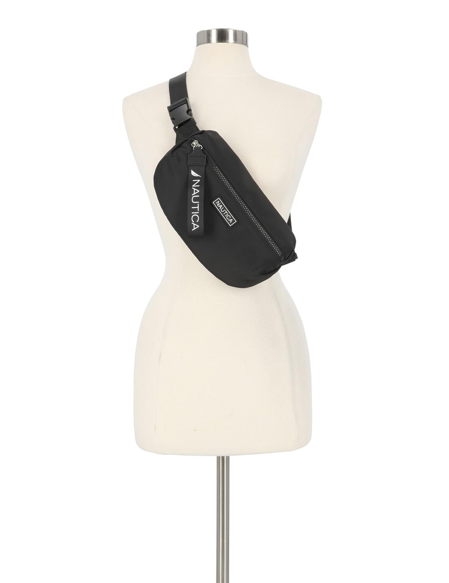 Nautica - Riñonera bandolera para mujeres y hombres con correa ajustable, unisex, Negro -, 10 x 6 x 2.25 inches, Riñonera bandolera para mujeres y hombres con correa ajustable unisex