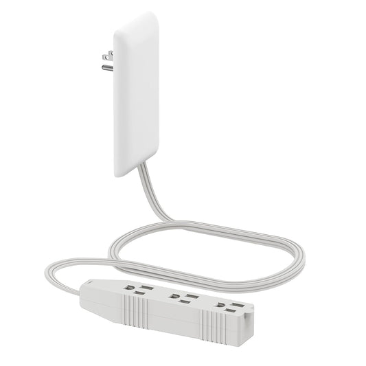 LIDER Extensor de salida de cara plana con 3 receptáculos, enchufe ultrafino de placa de pared con extensor de cable y tira de alimentación de 3 tomas, cable de 3 pies, LWE3-315-W, listado ETL, blanco
