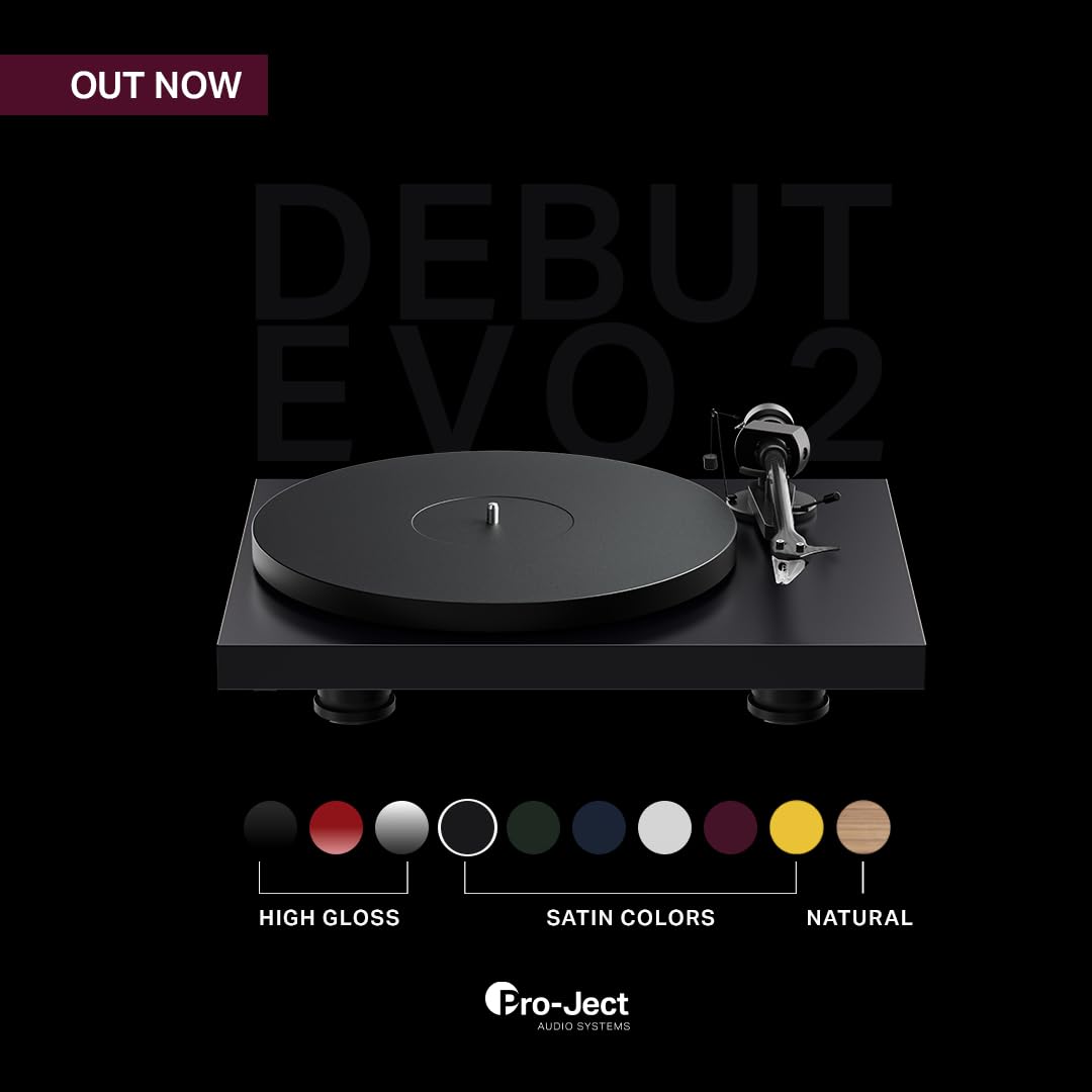Pro-Ject Debut EVO 2, Tocadiscos audiófilos de próxima generación con Brazo de Fibra de Carbono, selección electrónica de Velocidad y Cartucho premontado Pick it MM EVO, Fabricado en Europa (Negro