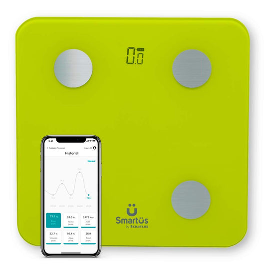 SMARTÜS NEXÜS Báscula Digital, Báscula Inteligente Bluetooth con Análisis Corporal, Porcentajes de Grasa, Masa Muscular, Agua y Densidad Ósea