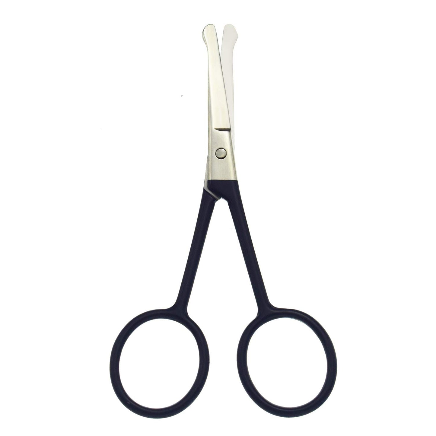 Tijeras de pelo Motanar para la nariz, punta redondeada, tijeras de pelo facial, tijeras de acero inoxidable, punta roma para cejas, nariz, bigote, barba, cepillado multicolor, Marino, Mediano