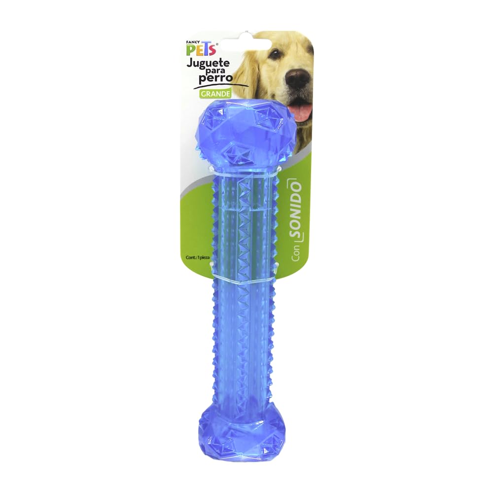 Juguete Prisma Mancuerna Fancy Pets Azul con Sonido para Perro Tamaño Grande