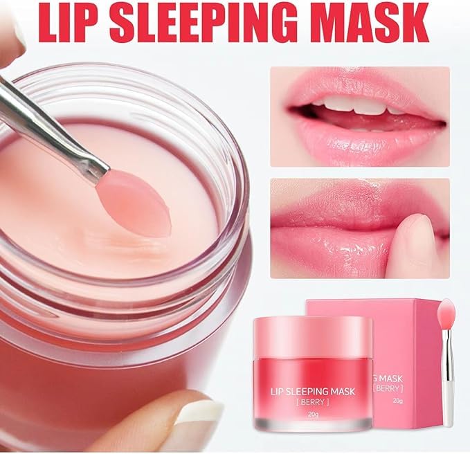 Lip Care Set: 2 Jars of Overnight Lip Mask for Dry, Cracked Lips - 20g