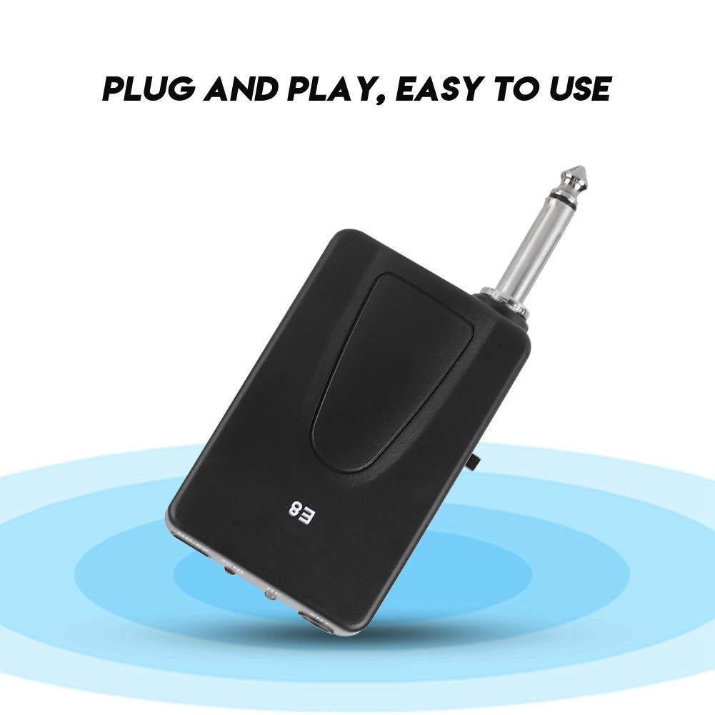 Micrófono Inalámbrico Portátil E8 Negro con Receptor Universal VHF para Canto y Reuniones
