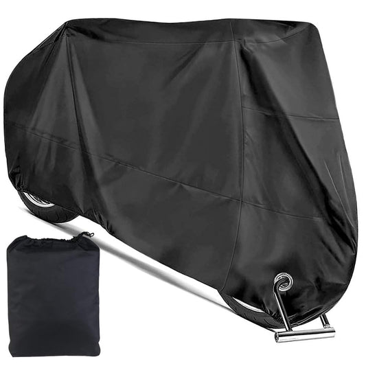 Herpet Funda para Moto Cubierta de la Motocicleta Impermeable - Tejido de Poliéster Recubierto 190T, Impermeable A Prueba de UV Agua Lluvia Polvo Viento Nieve 245 x 105 x 125 CM (2XL, Negro)
