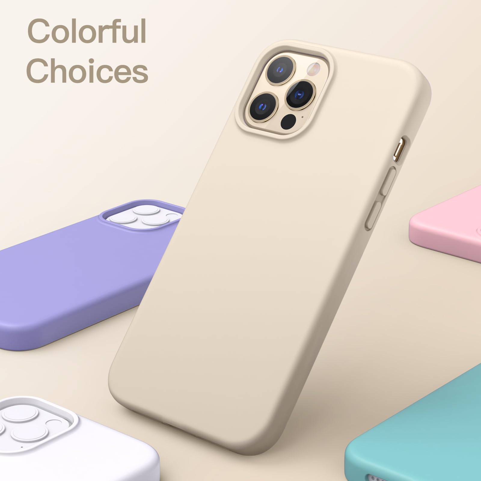 JETech Funda Silicona para iPhone 12 Pro MAX 6.7 Pulgadas, Protectora de Cuerpo Completo con Tacto Suave y Sedoso, Antigolpes Carcasa con Forro de Microfibra (Oro)