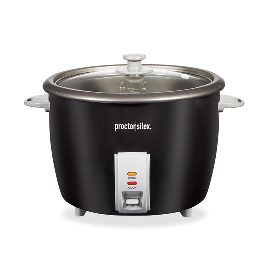 Olla de Arroz y Vaporizador Proctor Silex Negro 30 Tazas con Cesta de Vapor y Enjuague